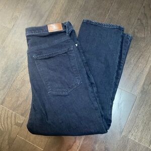 Express Cropped Straight High Rise Dark Denim Jeans